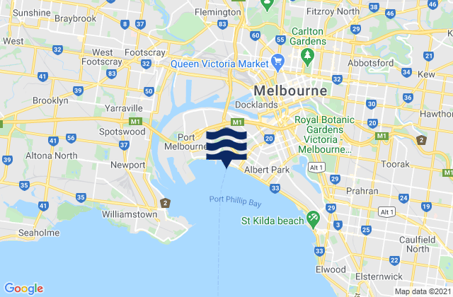 Karte der Gezeiten North Melbourne, Australia