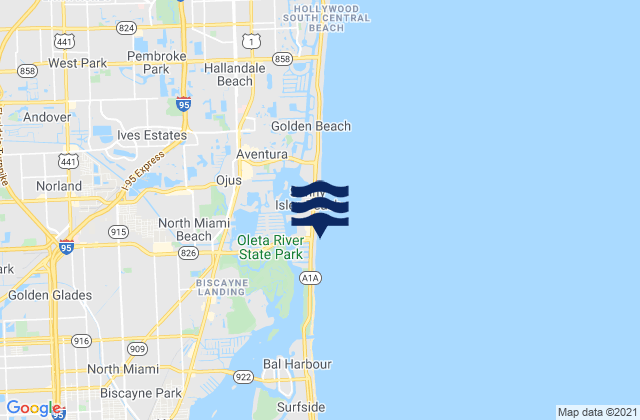 Karte der Gezeiten North Miami Beach (Newport Fishing Pier), United States