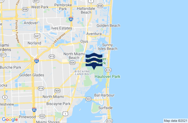 Karte der Gezeiten North Miami Beach, United States