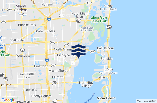 Karte der Gezeiten North Miami, United States