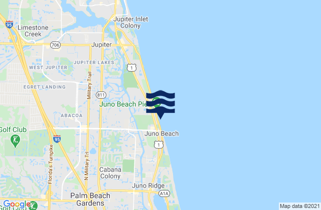 Karte der Gezeiten North Palm Beach (Donald Ross Bridge), United States