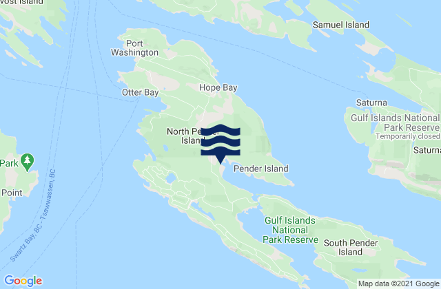 Karte der Gezeiten North Pender Island, Canada