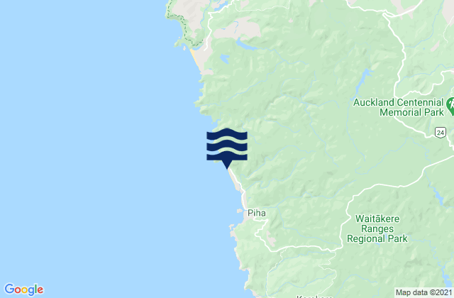 Karte der Gezeiten North Piha Beach, New Zealand