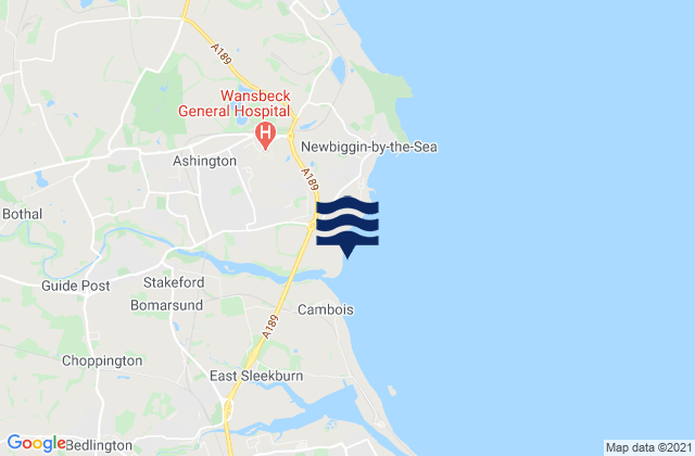 Karte der Gezeiten North Seaton Beach, United Kingdom