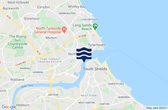 Karte der Gezeiten North Shields, United Kingdom