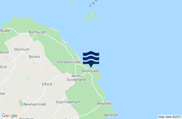 Karte der Gezeiten North Sunderland (Northumberland), United Kingdom