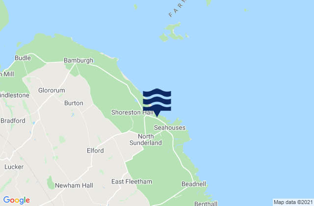 Karte der Gezeiten North Sunderland, United Kingdom