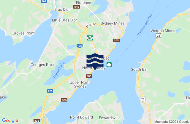 Karte der Gezeiten North Sydney, Canada