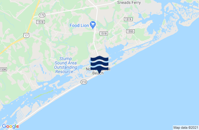 Karte der Gezeiten North Topsail Beach, United States