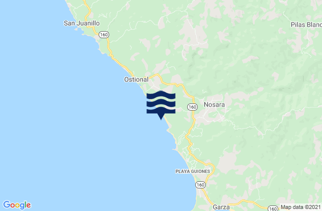 Karte der Gezeiten Nosara, Costa Rica
