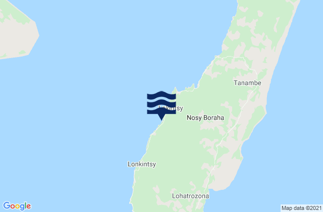 Karte der Gezeiten Nosy Boraha, Madagascar