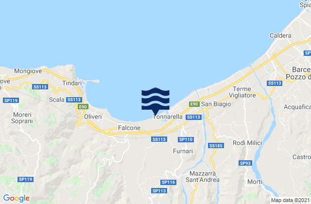 Karte der Gezeiten Novara di Sicilia, Italy