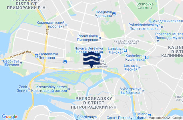 Karte der Gezeiten Novaya Derevnya, Russia