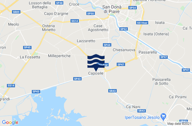 Karte der Gezeiten Noventa di Piave, Italy