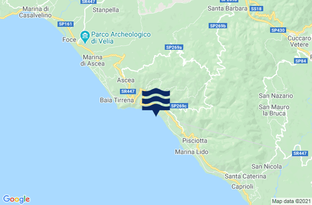 Karte der Gezeiten Novi Velia, Italy