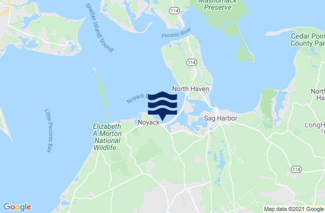 Karte der Gezeiten Noyack Bay, United States