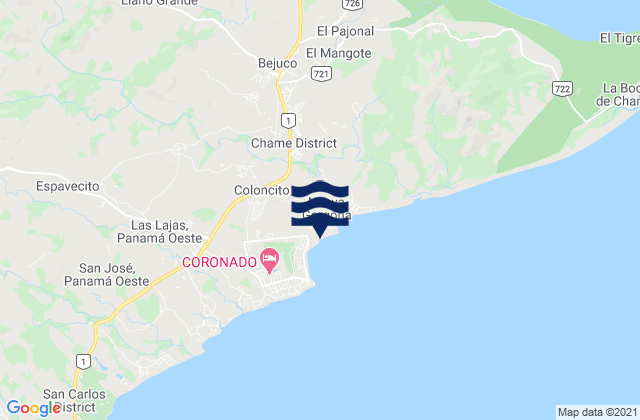 Karte der Gezeiten Nueva Gorgona, Panama