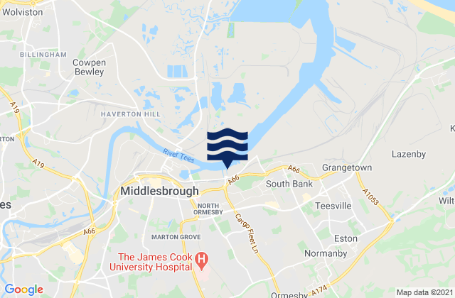 Karte der Gezeiten Nunthorpe, United Kingdom