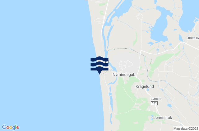 Karte der Gezeiten Nymindegab Strand, Denmark