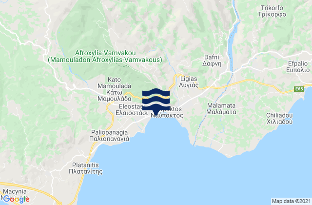 Karte der Gezeiten Náfpaktos, Greece