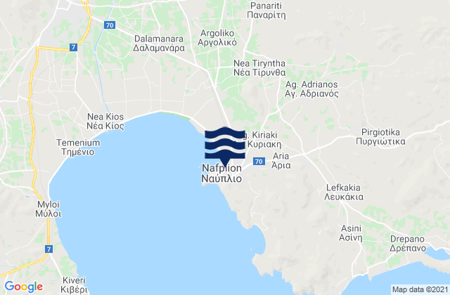 Karte der Gezeiten Náfplio, Greece