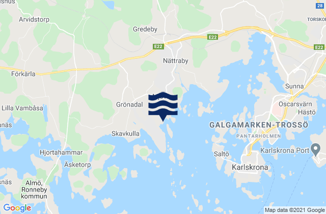 Karte der Gezeiten Nättraby, Sweden