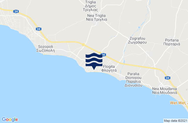 Karte der Gezeiten Néa Plágia, Greece