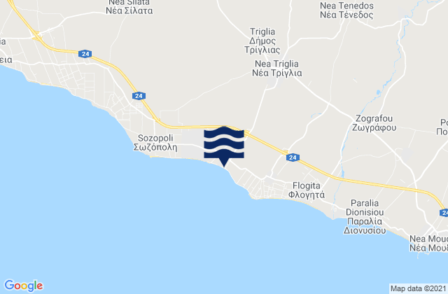 Karte der Gezeiten Néa Tríglia, Greece