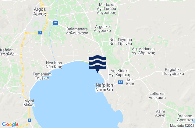 Karte der Gezeiten Néa Tírins, Greece