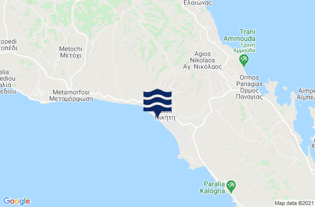 Karte der Gezeiten Níkiti, Greece