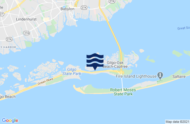 Karte der Gezeiten Oak Beach, United States