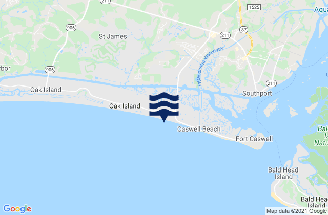 Karte der Gezeiten Oak Island Atlantic Ocean, United States