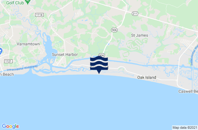 Karte der Gezeiten Oak Island, United States