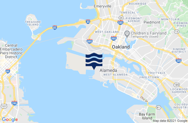Karte der Gezeiten Oakland Harbor (Grove Street), United States