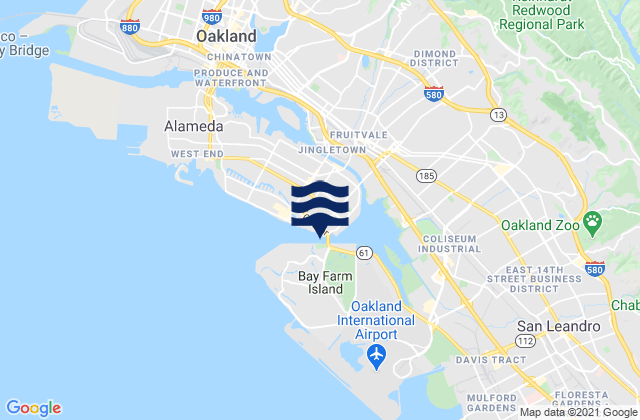 Karte der Gezeiten Oakland Harbor High Street Bridge, United States