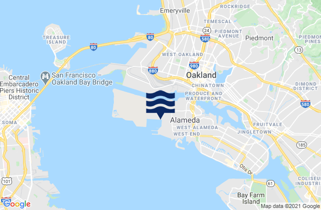 Karte der Gezeiten Oakland Inner Harbor, United States