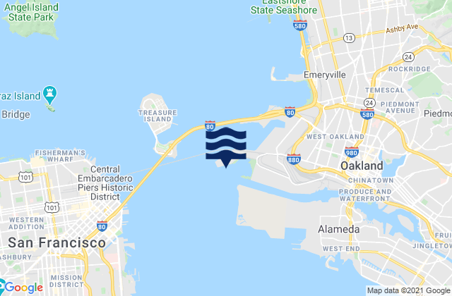 Karte der Gezeiten Oakland Middle Harbor, United States