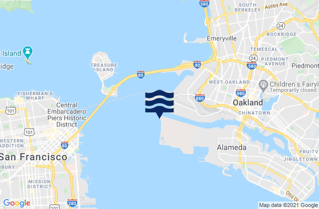 Karte der Gezeiten Oakland Pier, United States