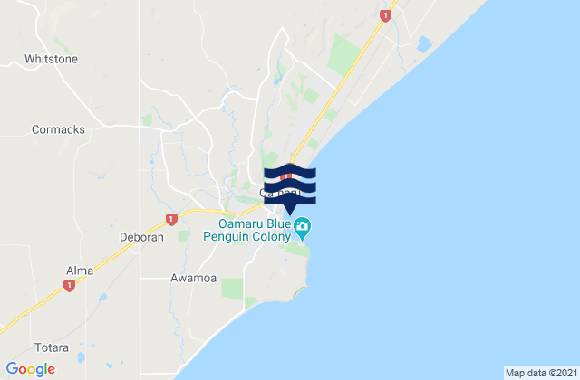 Karte der Gezeiten Oamaru, New Zealand