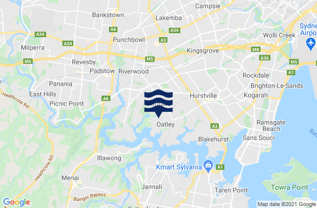 Karte der Gezeiten Oatley, Australia