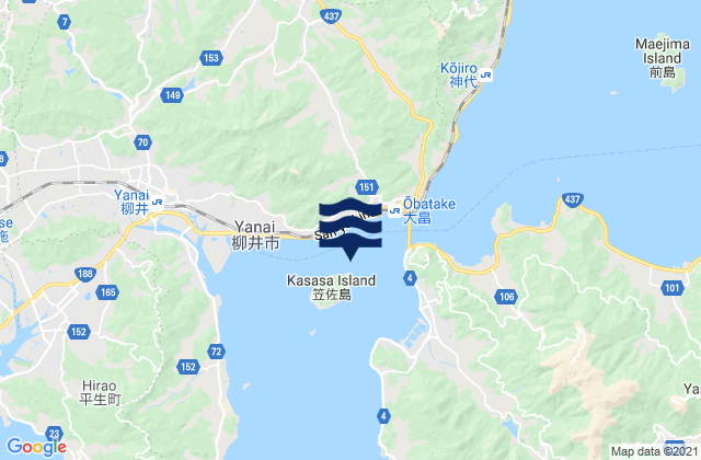 Karte der Gezeiten Obatake Seto, Japan