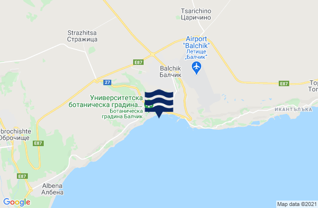 Karte der Gezeiten Obshtina Balchik, Bulgaria