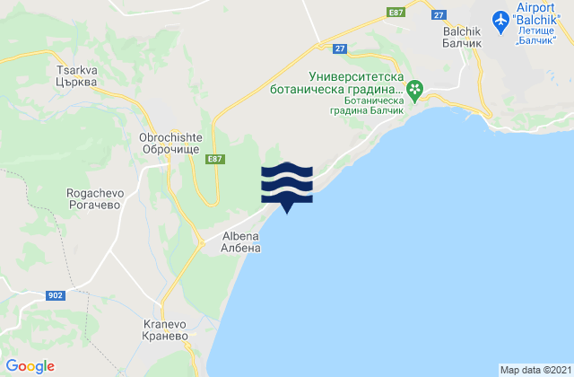 Karte der Gezeiten Obshtina Krushari, Bulgaria