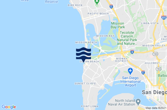 Karte der Gezeiten Ocean Beach Pier, United States