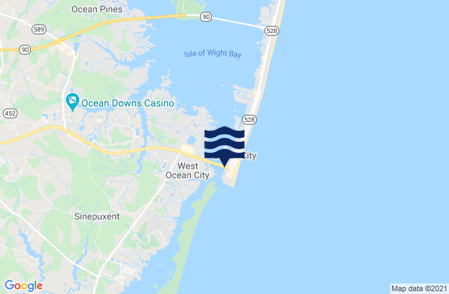 Karte der Gezeiten Ocean City (Isle of Wight Bay), United States