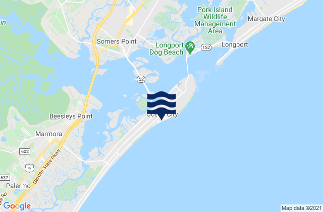 Karte der Gezeiten Ocean City, United States