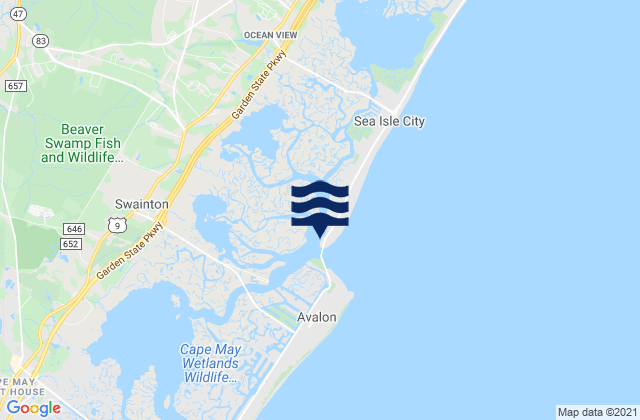 Karte der Gezeiten Ocean Drive Bridge, United States