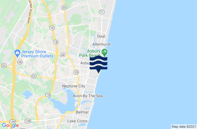 Karte der Gezeiten Ocean Grove, United States