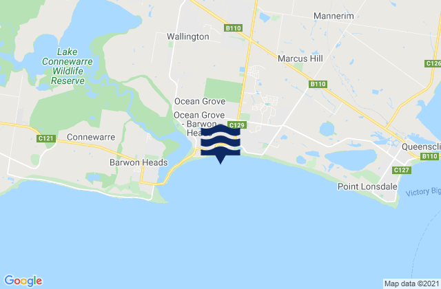 Karte der Gezeiten Ocean Grove, Australia