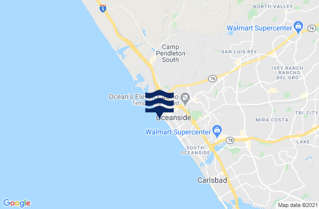 Karte der Gezeiten Oceanside City Beach, United States
